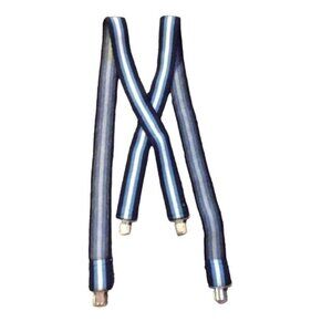 Blue Striped Clip-On Suspenders - Used